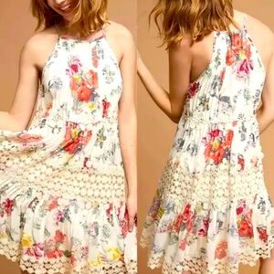 Anthropologie Ranna Gill Floral & Lace Flowy Dress